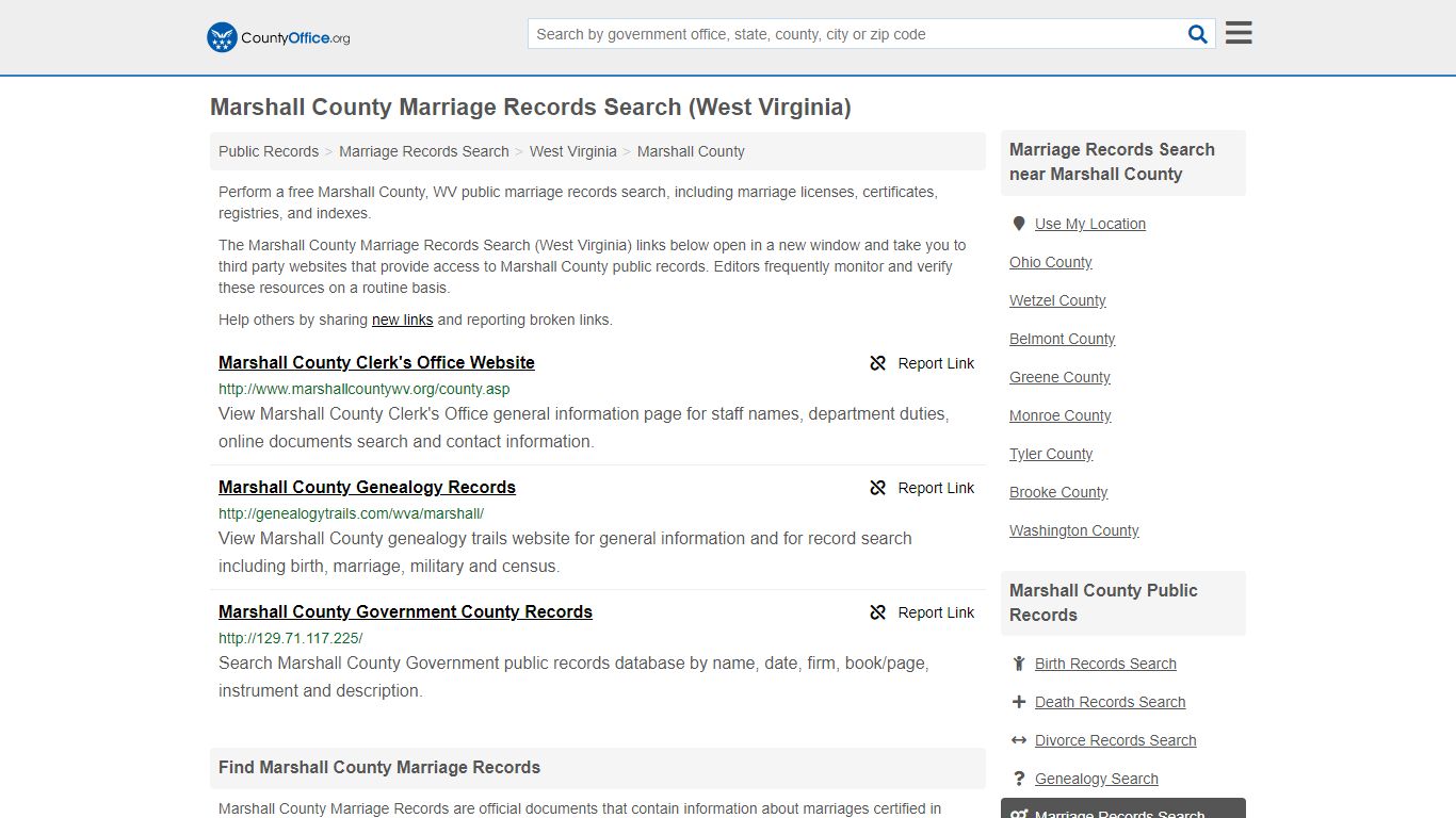 Marshall County Marriage Records Search (West Virginia)