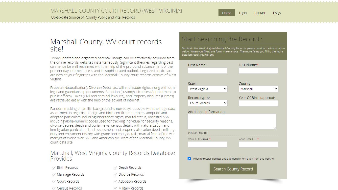 Marshall County, West Virginia Public Court Records Index