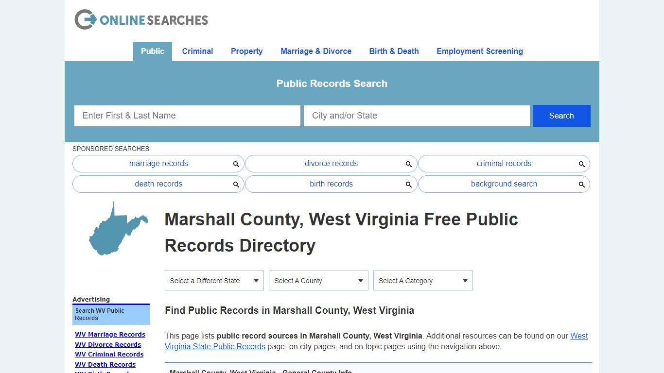 Marshall County, West Virginia Public Records Directory
