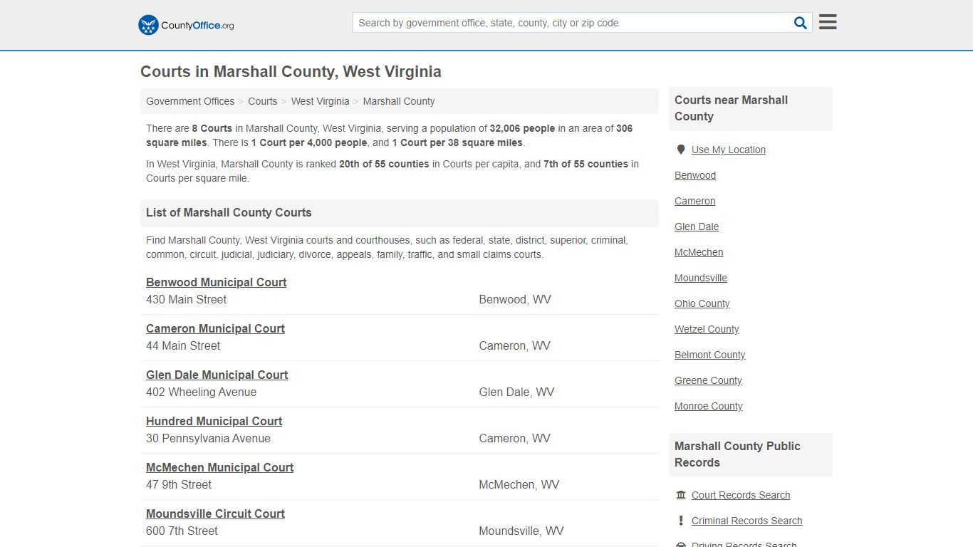 Courts - Marshall County, WV (Court Records & Calendars)